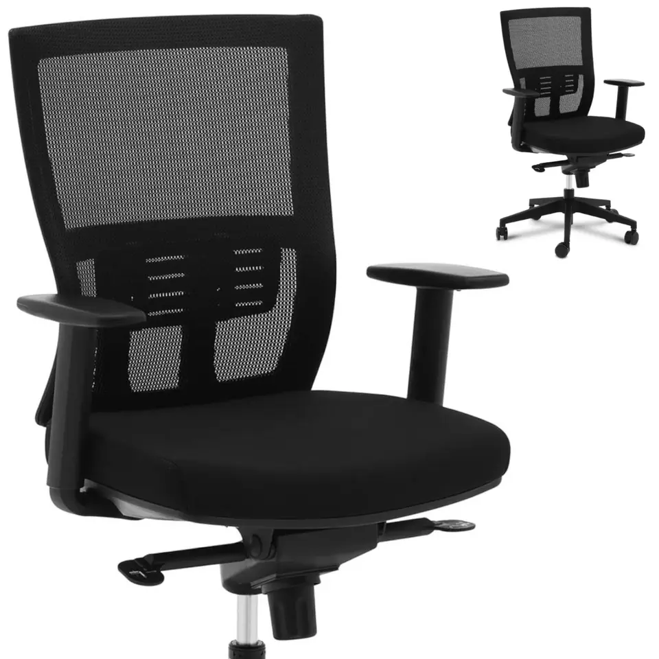 Armchair office chair swivel adjustable mesh backrest up to 100 kg BLACK at Wasserman.eu
