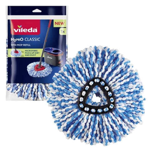 ⁨Wkład do mopa Vileda H2prO, Mikrofibra, Możliwość prania, Trójkątna głowica, 178330⁩ w sklepie Wasserman.eu