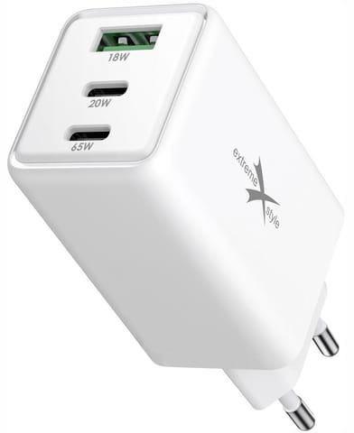 ⁨Ładowarka sieciowa 2x USB Typ-C + USB eXtremestyle GaN evo 65W⁩ w sklepie Wasserman.eu