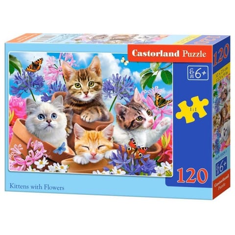 ⁨Puzzle 120el. kittens flowers CASTOR⁩ w sklepie Wasserman.eu
