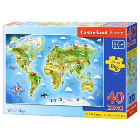 Puzzle 40 el.maxi world map CASTOR w sklepie Wasserman.eu