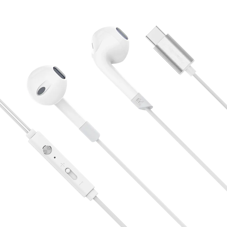 ⁨In-ear headphones with microphone on USB-C Kruger & Matz C2 white⁩ at Wasserman.eu