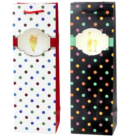 ⁨Torba Prezentowa Na Wino Butelkę W Kropki 35 x 12 x 9 cm⁩ w sklepie Wasserman.eu