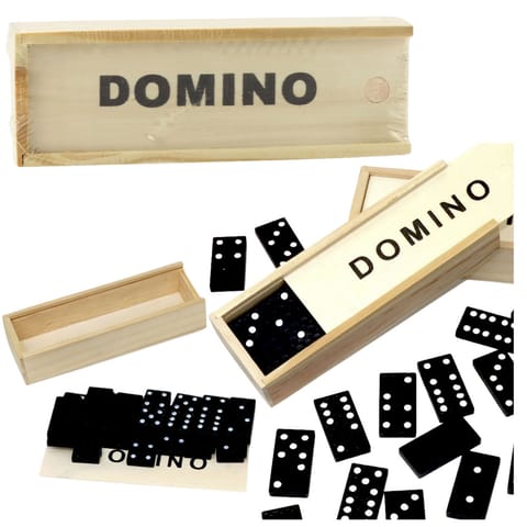 ⁨Gra Logiczna Rodzinna Domino 32 Płytki Drewniane Czarne⁩ w sklepie Wasserman.eu