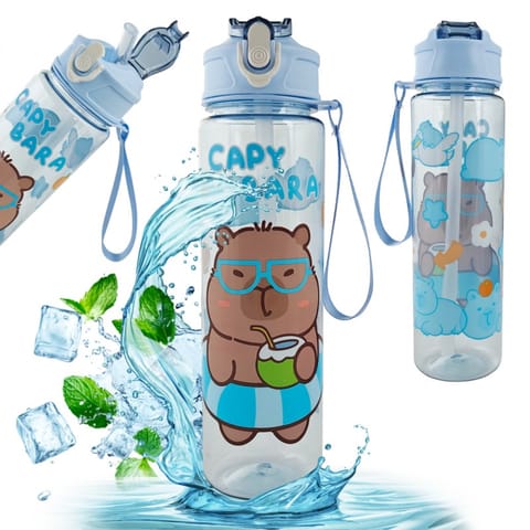 ⁨Butelka na wodę, bidon 800ml niebieski, wakacyjna KAPIBARA BD56N⁩ w sklepie Wasserman.eu