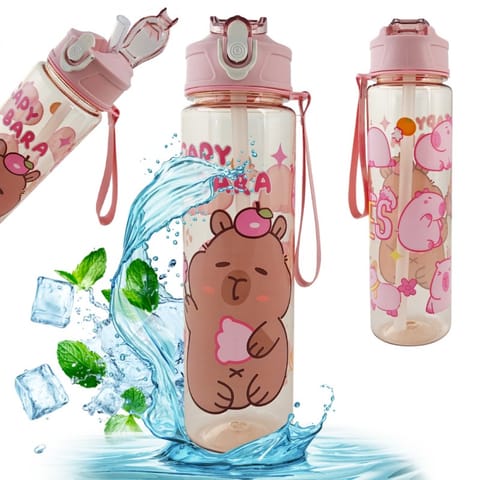 ⁨Butelka na wodę, bidon 800ml różowa, KAPIBARA PINK BD56R⁩ w sklepie Wasserman.eu