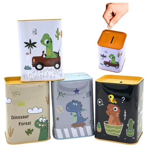⁨Skarbonka Dinozaur W Samochodzie Nauka Oszczędzania Metalowa 11x8cm⁩ w sklepie Wasserman.eu