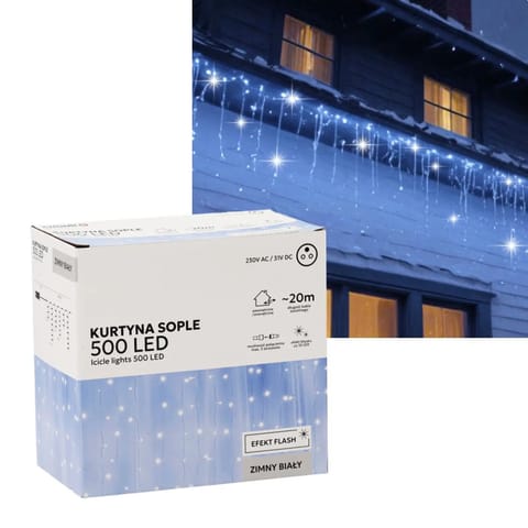 ⁨EXTRALINK KURTYNA SOPLE 500L ZIMNY BIAŁY + ZIMNY FLASH, DŁ. 3 + 20 M *9898⁩ w sklepie Wasserman.eu