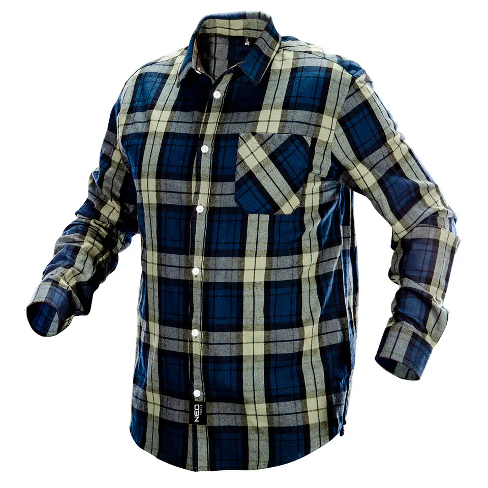 ⁨Flannel shirt navy blue-olive-black, size M⁩ at Wasserman.eu