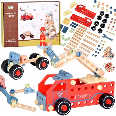 ⁨Drewniany Zestaw konstrukcyjny Klocki zbuduj Auto Wieże 129 ele ZA5381⁩ w sklepie Wasserman.eu