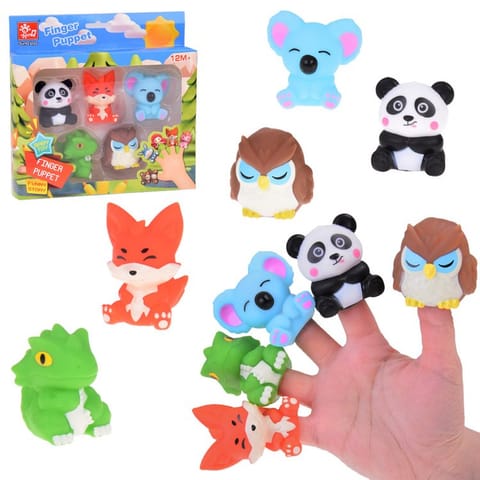 ⁨Gumowe pacynki na palec Zwierzątka z ZOO - zestaw 5 figurek ZA5601⁩ w sklepie Wasserman.eu