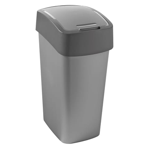 ⁨Kosz na śmieci Curver Flip Bin, 45L, Srebrny, 186181⁩ w sklepie Wasserman.eu