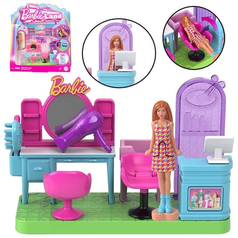 ⁨Mattel Mini Barbie Land Lalka fryzjerka + ruchomy salon fryzjerski ZA6041 D⁩ w sklepie Wasserman.eu