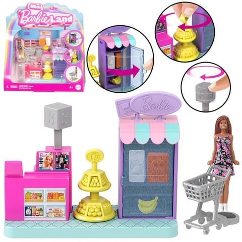 ⁨Mattel Mini Barbie Land Lalka kasjerka + supermarket i akcesoria ZA6041 B⁩ w sklepie Wasserman.eu