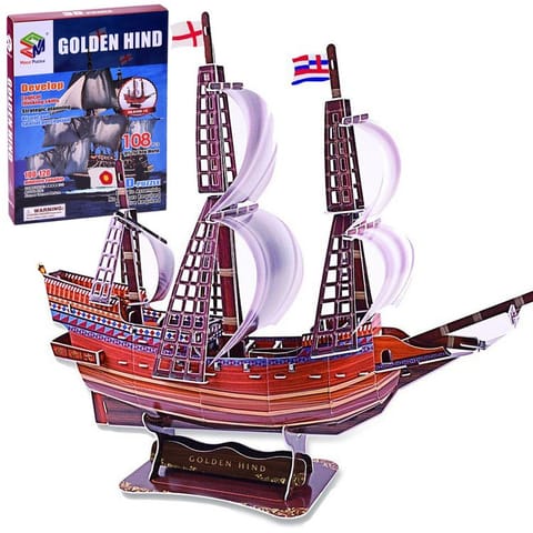 ⁨Puzzle 3D statek Golden Hind okręt 108 ele. puzzle przestrzenne ZA2600⁩ w sklepie Wasserman.eu