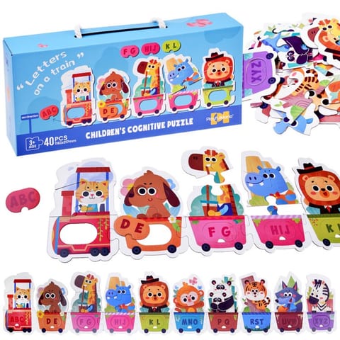 ⁨Puzzle edukacyjne Pociąg ze zwierzątkami do nauki alfabetu 40-ele ZA5751⁩ w sklepie Wasserman.eu