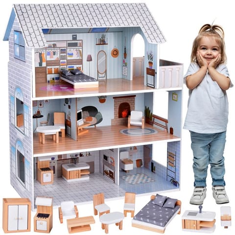 ⁨Uroczy domek z meblami Stylowa Drewniana Willa dla Lalek ZA5368⁩ w sklepie Wasserman.eu