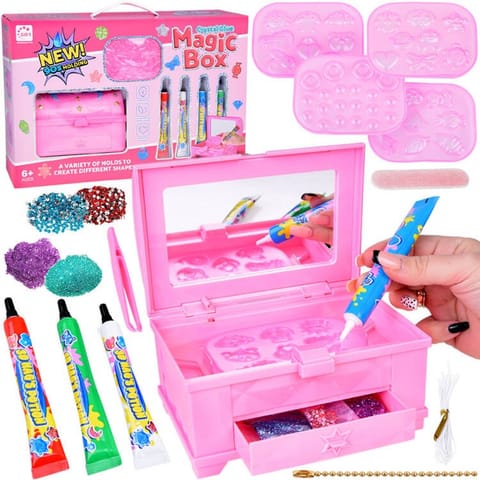 ⁨Zestaw do robienia biżuterii + podświetlana szkatułka na biżuterię ZA5465⁩ w sklepie Wasserman.eu