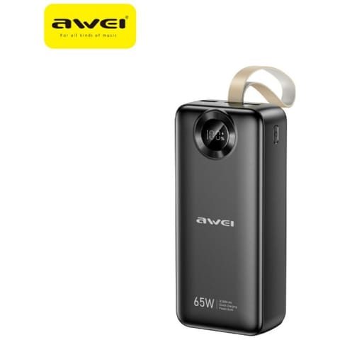 ⁨Powerbank Awei PA-34 30000mAh 65W Fast   charging czarny⁩ w sklepie Wasserman.eu