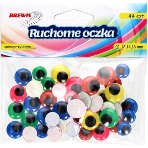 ⁨Oczka ruchome okrągłe samoprzylepne 12,14,16mm (44 sztuki) RO21 BREWIS⁩ w sklepie Wasserman.eu