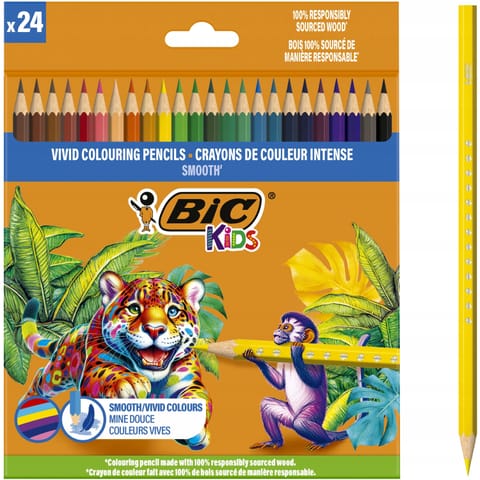 ⁨Kredki drewniane ECO SMOOTH 24 kolory 525787 BIC⁩ w sklepie Wasserman.eu