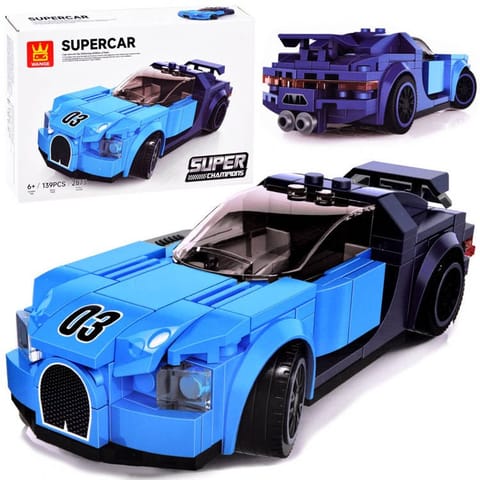 ⁨Klocki techniczne Sportowe auto NIEBIESKIE 139-elementów + naklejki ZA4288⁩ w sklepie Wasserman.eu
