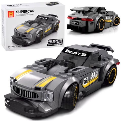 ⁨Klocki techniczne Sportowe auto SREBRNE 174-elementy + naklejki ZA4287⁩ w sklepie Wasserman.eu