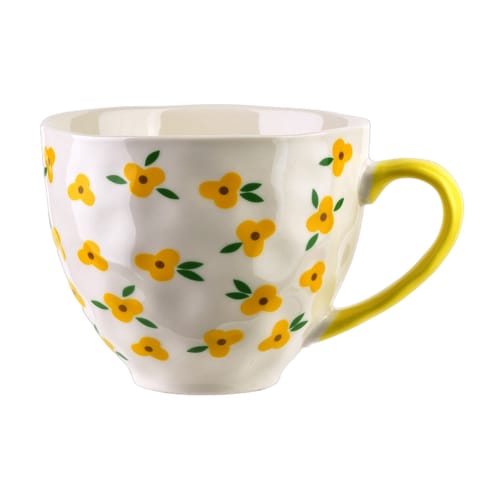 ⁨FLORELLA Kubek 400ml 11x15x9cm żółte kwiatki⁩ w sklepie Wasserman.eu