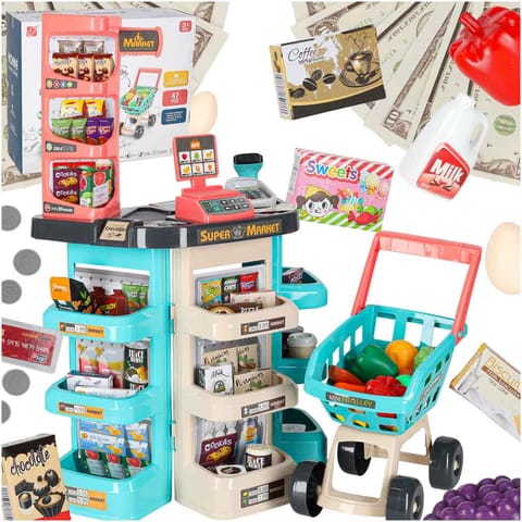 Supermarket shop cash register + mint trolley at Wasserman.eu