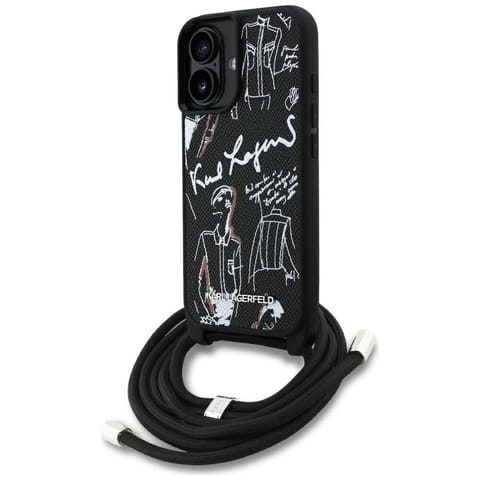 ⁨Etui Karl Lagerfeld Crossbody Grained    Pattern & Logo do iPhone 16 czarny⁩ w sklepie Wasserman.eu