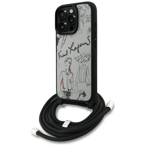 ⁨Etui Karl Lagerfeld Crossbody Grained    Pattern & Logo do iPhone 16 Pro szary⁩ w sklepie Wasserman.eu