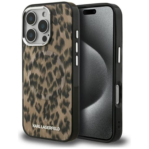 ⁨Etui Karl Lagerfeld IML Leopard Pattern  MagSafe do iPhone 16 Pro Max brązowy⁩ w sklepie Wasserman.eu