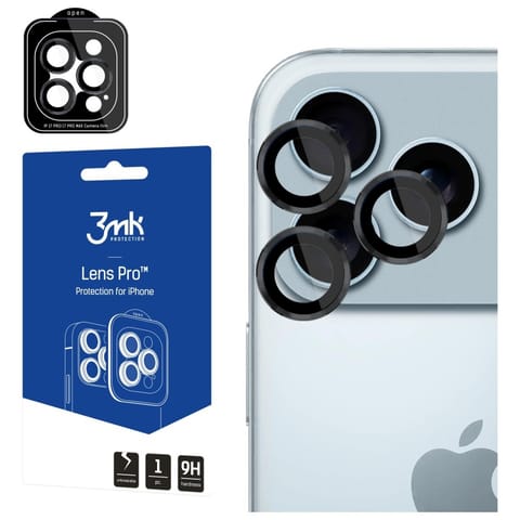 ⁨Ochrona na obiektyw aparatu 3MK Lens     Protection Pro do Apple iPhone 17 Pro /17 Pro Max czarny⁩ w sklepie Wasserman.eu