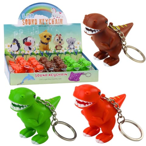 ⁨Brelok Do Kluczy Plecaka Dinozaur Latarka LED Dźwięki Mix Kolor⁩ w sklepie Wasserman.eu