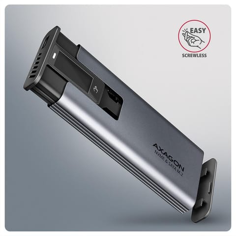 ⁨Obudowa zewnętrzna Axagon do dysk&oacute;w M.2 NVMe &amp; SATA SSD/ USB-C 3.2 G2 szara⁩ w sklepie Wasserman.eu