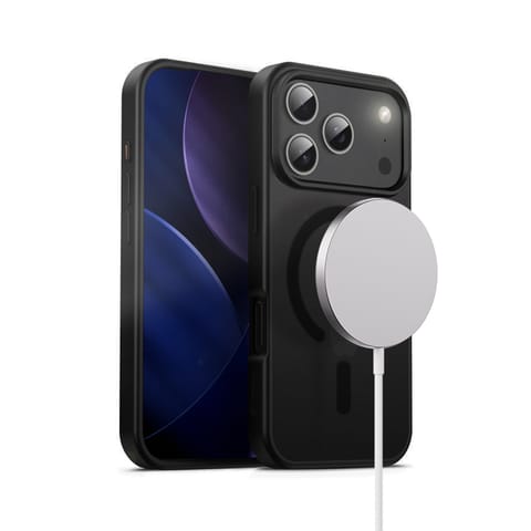 ⁨Crong Hybrid Frost MAG Cover - Etui MagSafe iPhone 17 Pro (czarny)⁩ w sklepie Wasserman.eu
