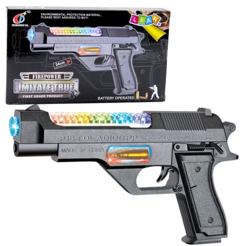 ⁨Broń Pistolet Na Baterie Kolorowe Światła Dźwięki  24cm⁩ w sklepie Wasserman.eu