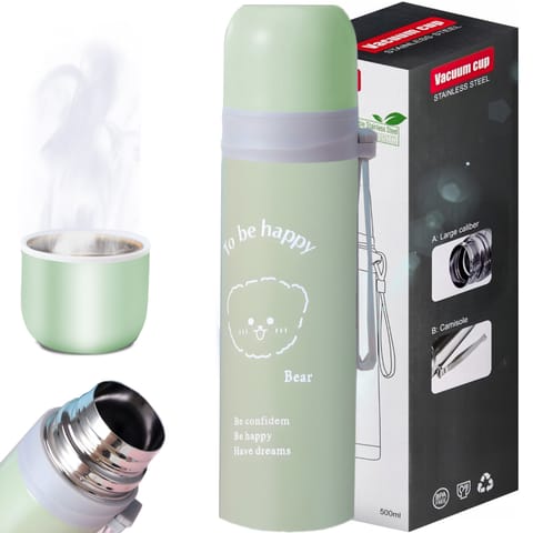 ⁨Termos turystyczny próżniowy do kawy herbaty z uchwytem STAL 500 ml - zielony⁩ w sklepie Wasserman.eu