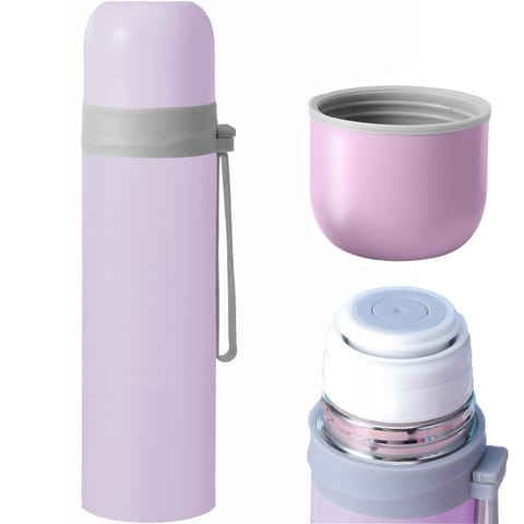 ⁨Termos próżniowy turystyczny do kawy herbaty z uchwytem STAL 500 ml - różowy⁩ w sklepie Wasserman.eu