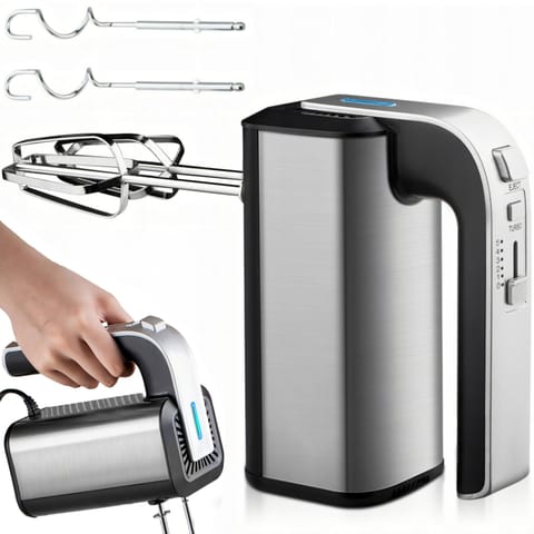 ⁨Mikser robot kuchenny ręczny 5 prędkości TURBO 300 W - srebrny⁩ w sklepie Wasserman.eu