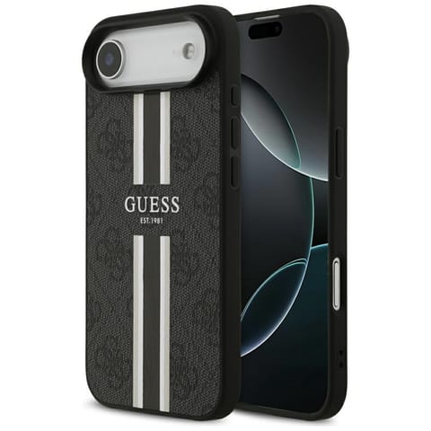 ⁨Etui Guess 4G Printed Stripes MagSafe do iPhone 17 Air czarny⁩ w sklepie Wasserman.eu
