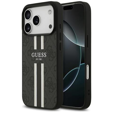 ⁨Etui Guess 4G Printed Stripes MagSafe do iPhone 17 Pro czarny⁩ w sklepie Wasserman.eu