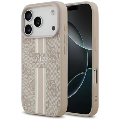 ⁨Etui Guess 4G Printed Stripes MagSafe do iPhone 17 Pro różowy⁩ w sklepie Wasserman.eu