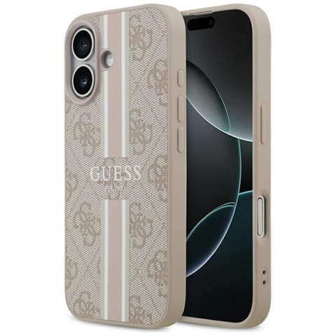 ⁨Etui Guess 4G Printed Stripes MagSafe do iPhone 17 różowy⁩ w sklepie Wasserman.eu
