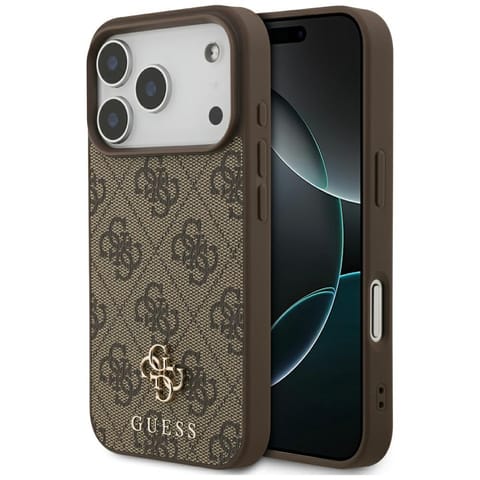 ⁨Etui Guess 4G Small Classic Logo MagSafe do iPhone 17 Pro brązowy⁩ w sklepie Wasserman.eu