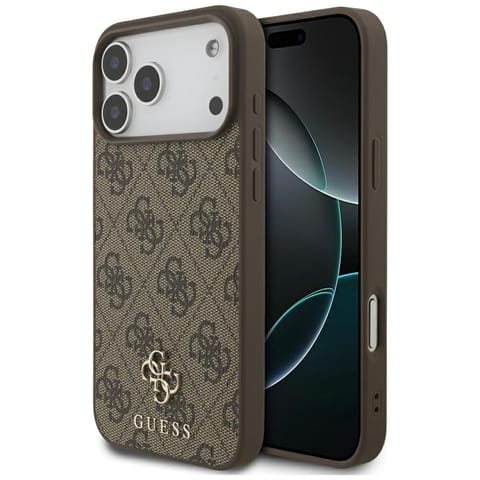 ⁨Etui Guess 4G Small Classic Logo MagSafe do iPhone 17 Pro Max brązowy⁩ w sklepie Wasserman.eu