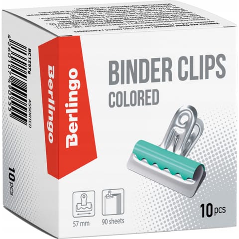 ⁨Klipy Buldog 57mm 10szt. kolorowe 255058 BERLINGO⁩ w sklepie Wasserman.eu