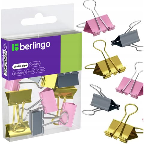 ⁨Klipy biurowe do papieru 19mm 10szt. różowe złote i srebrne 330194 BERLINGO⁩ w sklepie Wasserman.eu