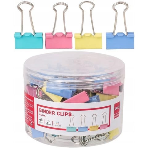 ⁨Klipsy do akt 25mm mix kolorów 48szt. 8554 DELI⁩ w sklepie Wasserman.eu