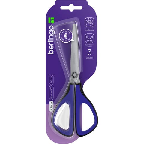 ⁨Nożyczki 20cm Easycut 400 soft grip 3D niebieskie 334934 BERLINGO⁩ w sklepie Wasserman.eu